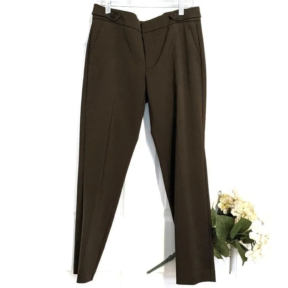 Mango Slim Fit Olive Green Pants Trousers Modern